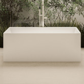 OMVIVO Cdesign Matte White Solid Surface Freestanding Bath with Overflow