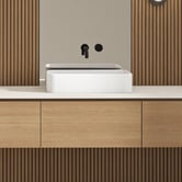 OMVIVO Kanso 500mm Matte White Rectangular Above Counter Basin