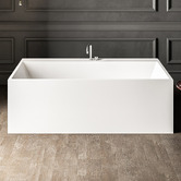 OMVIVO Cdesign Matte White Solid Surface Freestanding Bath with Overflow