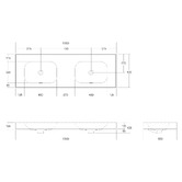 OMVIVO Mia 1500mm Matte White Wall Hung Double Basin with Overflow