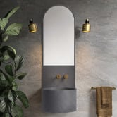 OMVIVO Marrakech 450mm Wall Hung Basin with Integrated Splashback &amp; Mirror