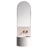 OMVIVO Marrakech 450mm Wall Hung Basin with Integrated Splashback &amp; Mirror