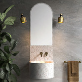 OMVIVO Marrakech 450mm Wall Hung Basin with Integrated Splashback &amp; Mirror
