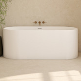 OMVIVO Kanso Matte White Solid Surface Freestanding Bath with Overflow
