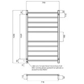 Radiant 750 x 1200mm Round Heated Towel Rail