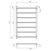Radiant Non-Heated 800 x 1130mm Mirror Polished Round Towel Rail