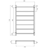 Radiant Non-Heated 500 x 1130mm Mirror Polished 7 Bar Towel Rail