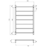 Radiant 800 x 1130mm Mirror Polished H113 x W80cm Square Towel Rail