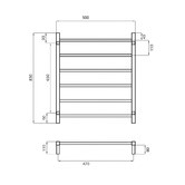 Radiant Non-Heated 500 x 830mm Polished 6 Bar Square Towel Rail