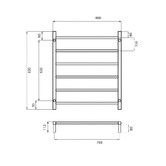 Radiant Radiant 800 x 830mm Non-Heated Polished Chrome Towel Rail