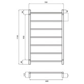 Radiant Non-Heated 700 x 1130mm 7 Bar Round Towel Rail