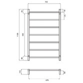 Radiant Non-Heated 700 x 1130mm Square Ladder Towel Rail