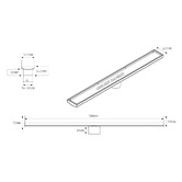 Radiant Tile Insert 100mm Linear Shower Grate with 74mm Outlet