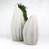 Living Green Decor 29.7cm White Etched Pod Oceania Vase