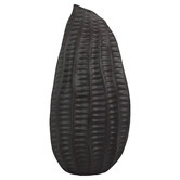 Living Green Decor 29.7cm Black Rippled Pod Oceania Vase