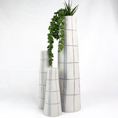 Living Green Decor Ink Plaid Tube Oceania Vase