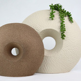 Living Green Decor Cream Rippled Sand Urchin Oceania Vase