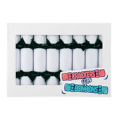 Crackers for Bonbons White &amp; Dark Green Snowfall Luxury Christmas Crackers