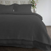 Chiswick Living Charcoal Ardent Queen Cotton Waffle Blanket
