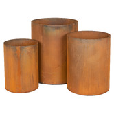 Alfresco Style 3 Piece Cylinder Corten Planter Set