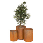 Alfresco Style 3 Piece Cylinder Corten Planter Set
