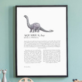 Tiny Tots Prints Zodiac Aquarius Child Brachiosaurus Printed Wall Art