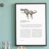 Tiny Tots Prints Zodiac Gemini Child Velociraptor Printed Wall Art
