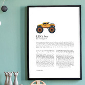 Tiny Tots Prints Zodiac Leo Child Monster Truck Printed Wall Art