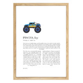 Tiny Tots Prints Zodiac Pisces Child Monster Truck Printed Wall Art