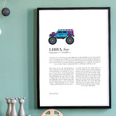 Tiny Tots Prints Zodiac Libra Child Monster Truck Printed Wall Art