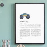 Tiny Tots Prints Zodiac Pisces Child Monster Truck Printed Wall Art