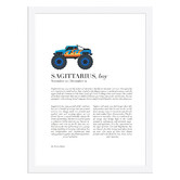 Tiny Tots Prints Zodiac Sagittarius Child Monster Truck Printed Wall Art