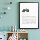 Tiny Tots Prints Zodiac Pisces Child Monster Truck Printed Wall Art