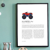 Tiny Tots Prints Zodiac Scorpio Child Monster Truck Printed Wall Art