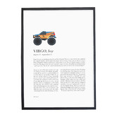 Tiny Tots Prints Zodiac Virgo Child Monster Truck Printed Wall Art