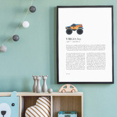 Tiny Tots Prints Zodiac Virgo Child Monster Truck Printed Wall Art