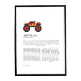 Tiny Tots Prints Zodiac Aries Child Monster Truck Printed Wall Art