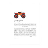 Tiny Tots Prints Zodiac Aries Child Monster Truck Printed Wall Art