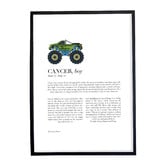 Tiny Tots Prints Zodiac Cancer Child Monster Truck Printed Wall Art