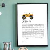 Tiny Tots Prints Zodiac Gemini Child Monster Truck Printed Wall Art