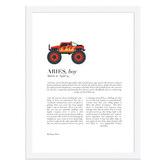 Tiny Tots Prints Zodiac Aries Child Monster Truck Printed Wall Art