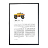 Tiny Tots Prints Zodiac Gemini Child Monster Truck Printed Wall Art