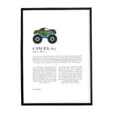 Tiny Tots Prints Zodiac Cancer Child Monster Truck Printed Wall Art
