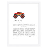 Tiny Tots Prints Zodiac Aries Child Monster Truck Printed Wall Art