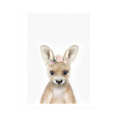 Tiny Tots Prints Baby Kangaroo Rose Crown Printed Wall Art