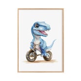 Tiny Tots Prints T-Rex on Dirt Bike Paper Print Wall Art