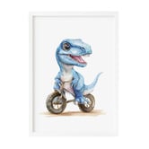 Tiny Tots Prints T-Rex on Dirt Bike Paper Print Wall Art