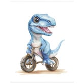 Tiny Tots Prints T-Rex on Dirt Bike Paper Print Wall Art