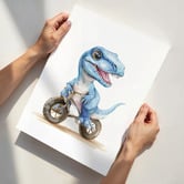 Tiny Tots Prints T-Rex on Dirt Bike Paper Print Wall Art