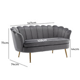 Cassington Home Marianna 2 Seater Velvet Sofa